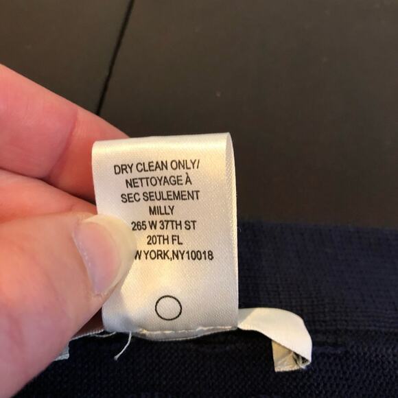 Milly navy blue open circle knit open drape front silk blend cardigan size Small - Picture 10 of 14